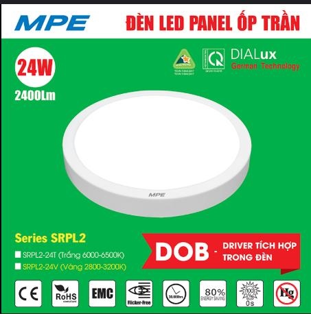 Đèn nổi trần tròn 24W Trắng MPE