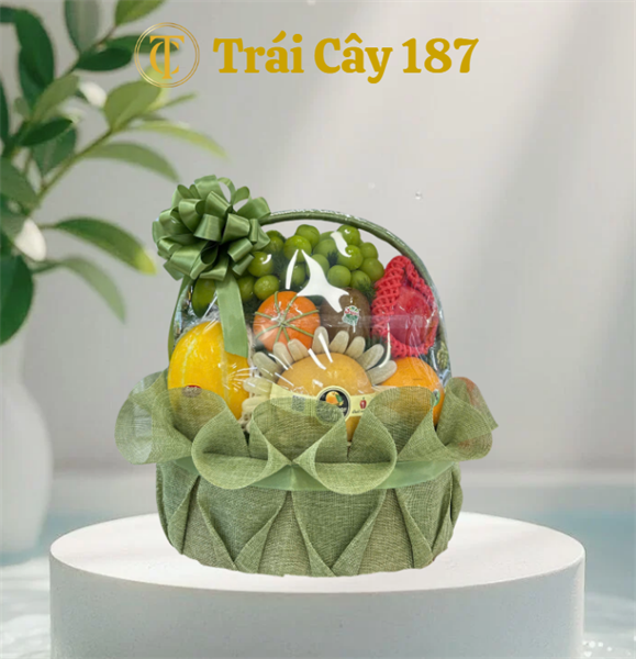 Giỏ Trái Cây Nhập Khẩu Tone Xanh Lá