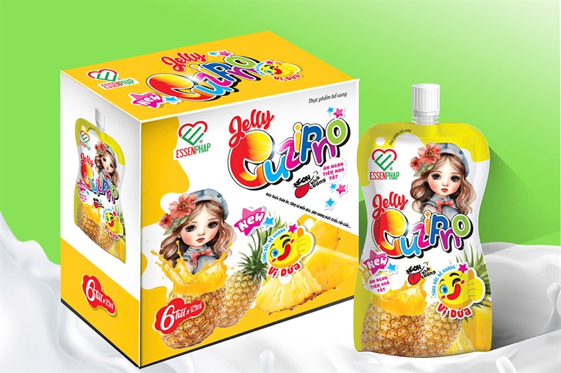 Thạch Jelly Cuzipno vị dứa (Hộp 6 túi x 125ml) - Essenphap