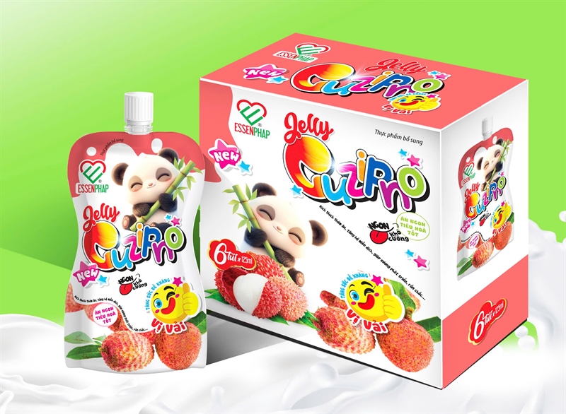 Thạch Jelly Cuzipno vị vải (Hộp 6 túi x 125ml) - Essenphap