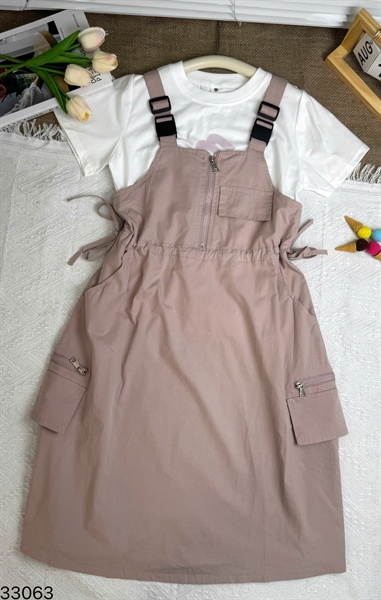 33063-Set Yếm Khóa Kéo Hồng