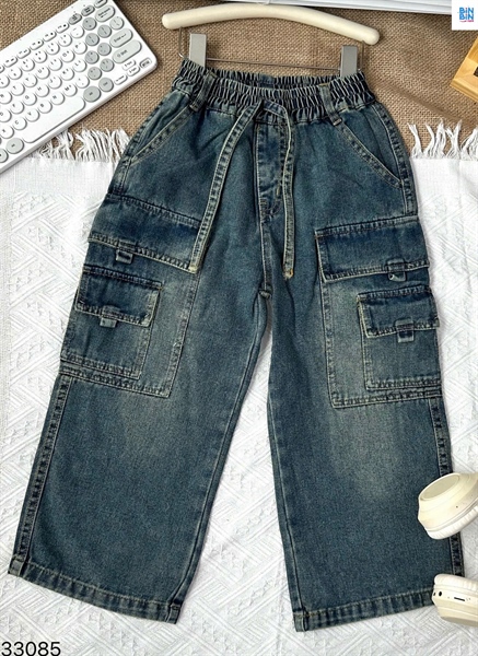 33085-Quần Jean Dài Xanh Túi Hộp 2 bên