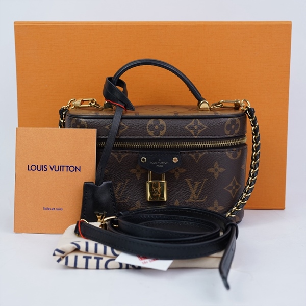 Túi LV Vanity hoa nâu 2strap kèm ổ + 2 chìa sz19 KG+
