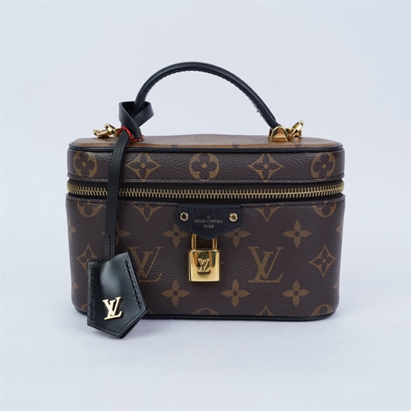 Túi LV Vanity hoa nâu 2strap kèm ổ + 2 chìa sz19 KG+