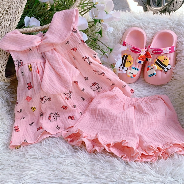 Set áo sát nách cổ bèo họa tiết (1-5)