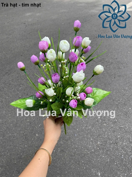 Trà hạt - tím nhạt - Hoa cành ngắn - Hoa Lụa Vân Vượng