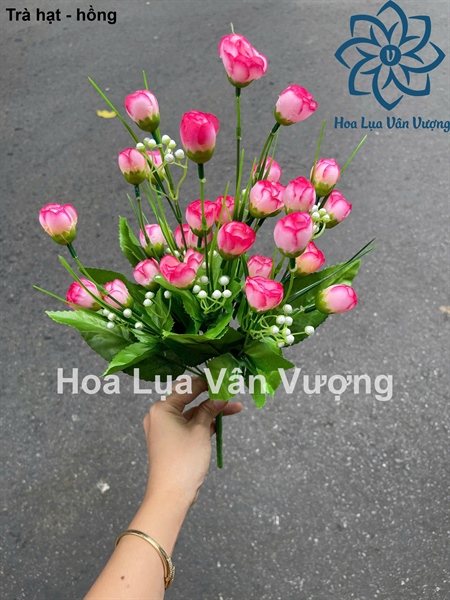 Trà hạt - hồng - Hoa cành ngắn - Hoa Lụa Vân Vượng