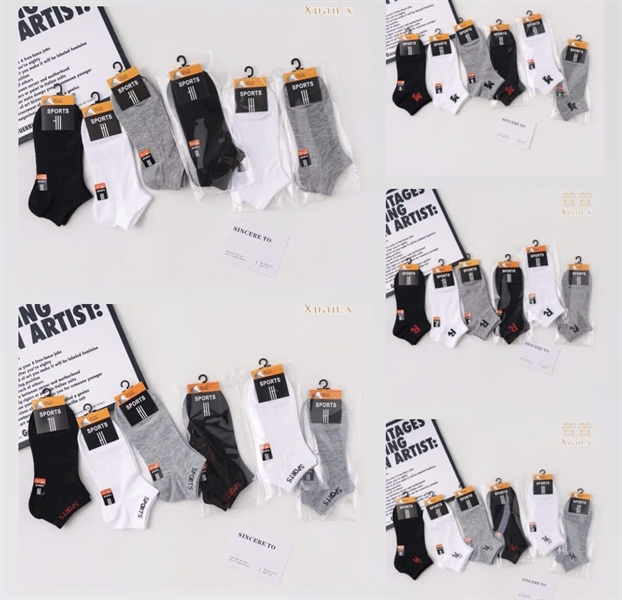 Lố 10 đôi TẤT NAM - SPORT, CỔ NGẮN, TRẮNG - ĐEN- GHI, MIX, SP2201