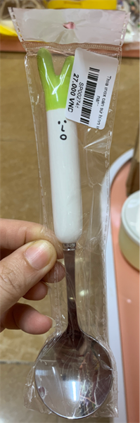 Thìa inox cán sứ - Hành lá