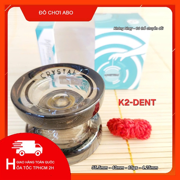 K2-DENT YOYO MAGIC CRYSTAL 1A NHỰA KHÔNG NHẠY DÂY MÀU ĐEN TRONG Tran Black