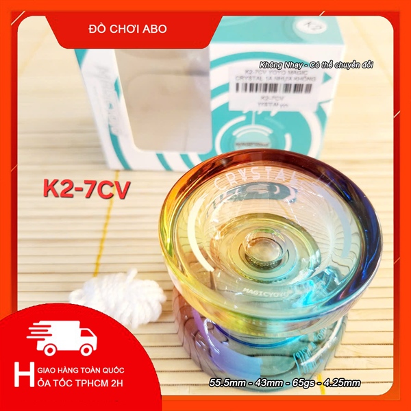 K2-7CV YOYO MAGIC CRYSTAL 1A NHỰA KHÔNG NHẠY DÂY MÀU 7 SẮC CẦU VÒNG Triple fade