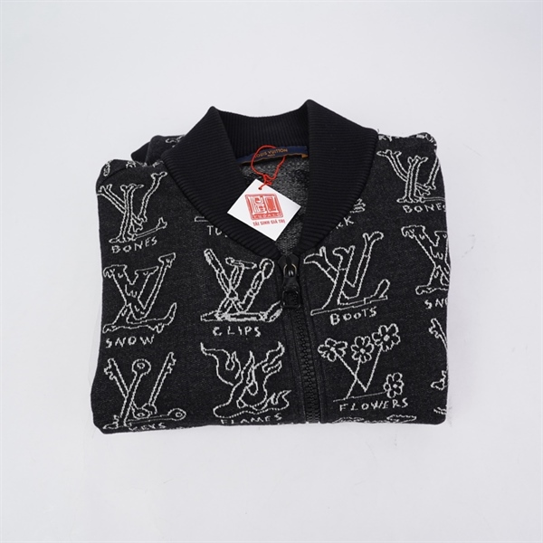 Áo khoác LV đen hoa trắng (L-N) KG+