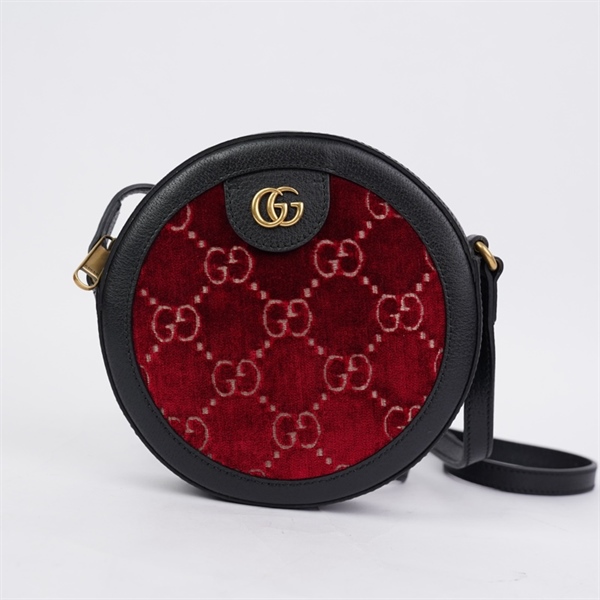 Túi GG đeo chéo tròn đỏ viền đen (574973-520981) sz18 KG+