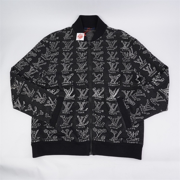 Áo khoác LV đen hoa trắng (L-N) KG+