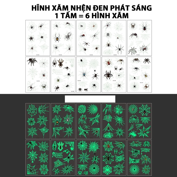 Hình xăm nhện đen phát sáng