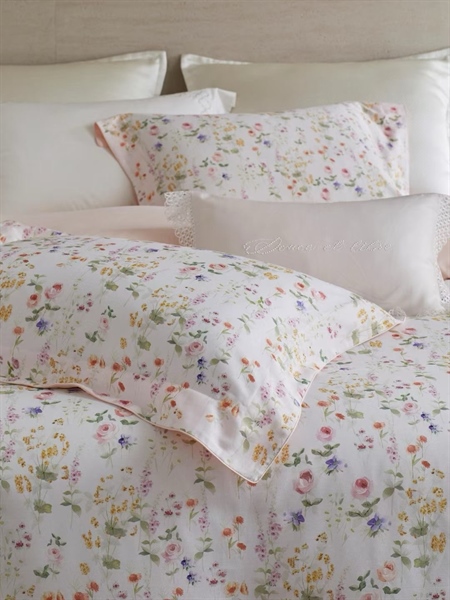 Bộ ga hoa Vintage - ga hồng - LF05.04