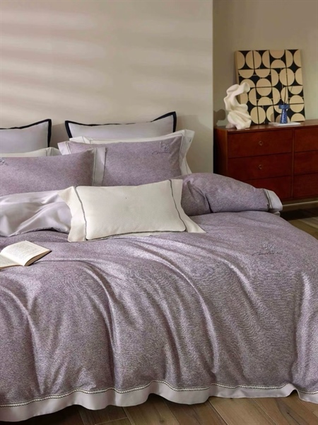 Bộ ga tím khoai môn thêu hoa - LF06.03