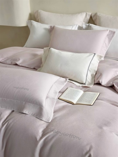 Bộ ga Gấm màu Tím khoai môn dệt vân chìm- LF01.06