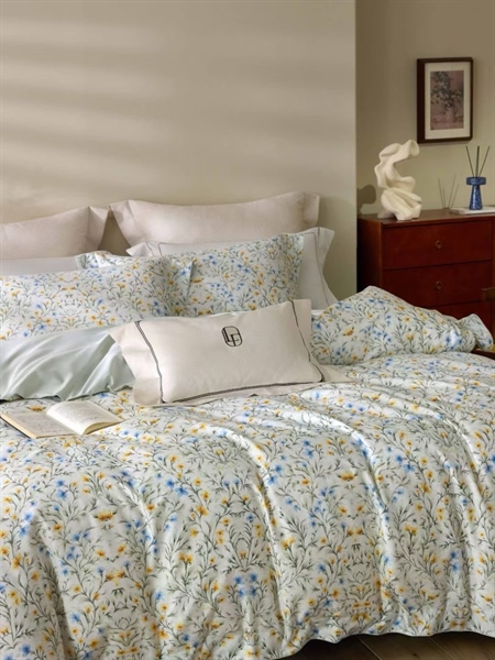 Bộ ga "Ban mai" | Baby Cotton - Xanh hoa Vintage - LF03.04