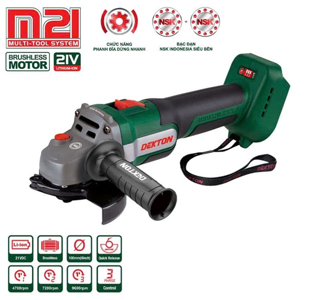 Máy mài góc dùng pin 21V Dekton M21-AG9600 ( Chưa Pin & Sạc )