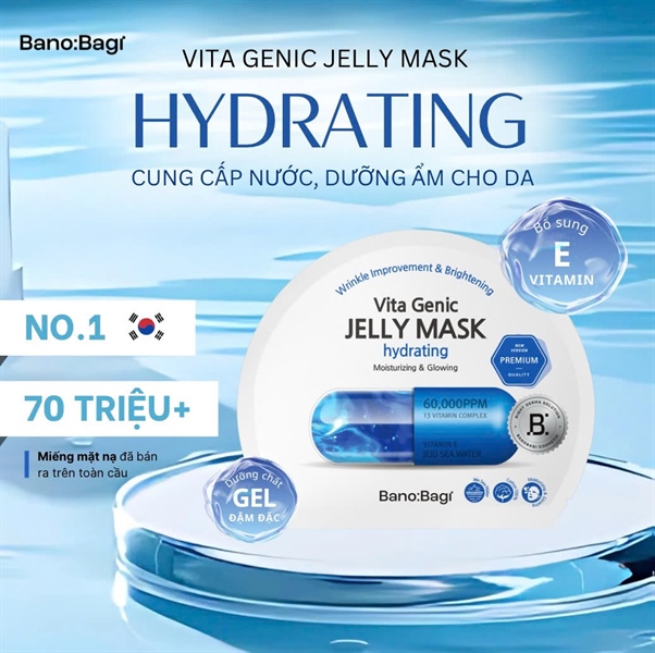 Mặt Nạ Banobagi Vita Genic Jelly Hydrating – Xanh Dương : Cấp ẩm tức thì, hồi sinh làn da khô ráp