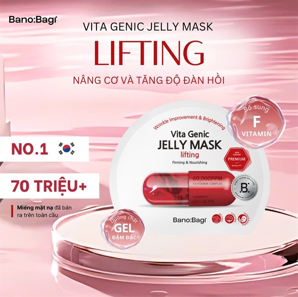 Mặt Nạ Banobagi Vita Genic Jelly Lifting – Đỏ : Hỗ trợ nâng cơ, làm chậm lão hóa