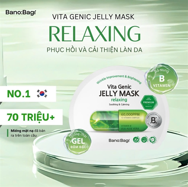 Mặt Nạ Banobagi Vita Genic Jelly Relaxing – Xanh Lá : Thư giãn & phục hồi làn da mệt mỏi