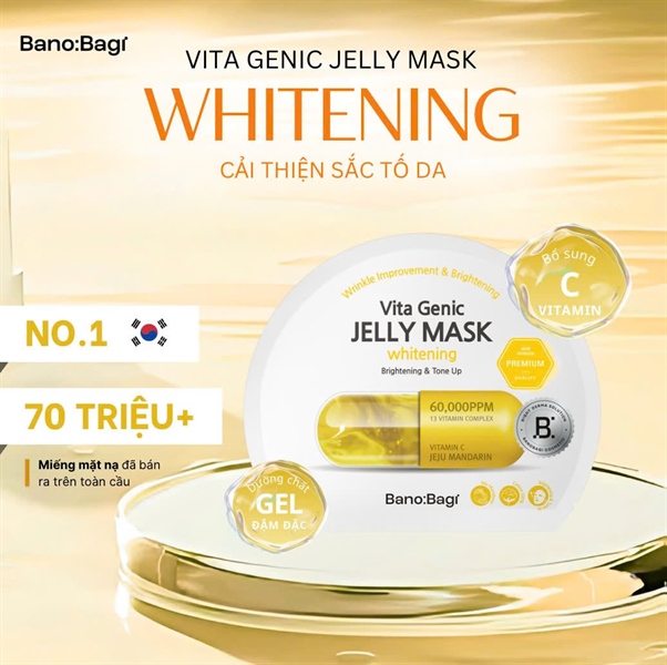 Mặt Nạ Banobagi Vita Genic Jelly Whitening – Vàng : Cải thiện sắc tố, giúp da đều màu sáng khỏe