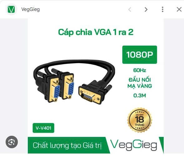 Cổng chia VGA 1-2 Veggige V-V401 (6T)