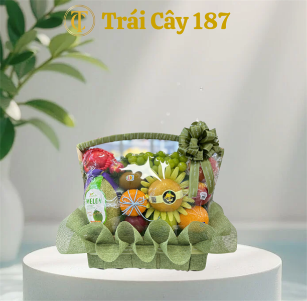 Giỏ Trái Cây Nhập Khẩu Tone Xanh Lá