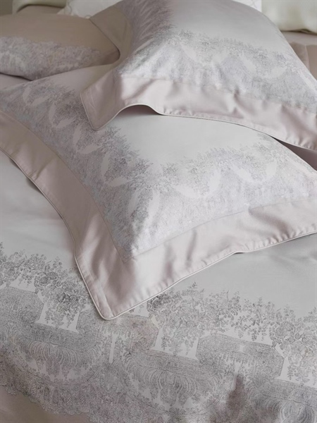 Bộ ga "Cực quang rừng" | Tencel Cotton Aurora Silk Warm Velvet - Tím pastel viền hoa văn cổ điển - LF07.02