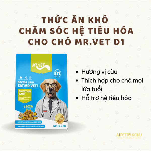 Hạt Mr Vet D1 chăm sóc hệ tiêu hóa cho chó