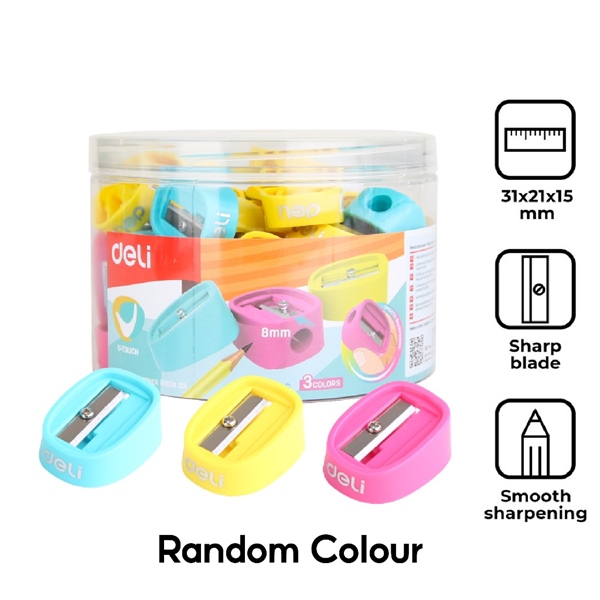Gọt Bút Chì Deli U-Touch R008 03 – 1 Lỗ, Thiết Kế Bo Tròn, 3 Màu Neon