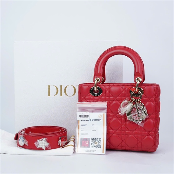 Túi Dior Lady đỏ (29-MA-0147) szM KG+