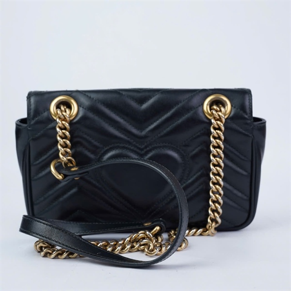 Túi GG Marmont đen khóa vàng (446744-001198) sz21 (BQ) KG+