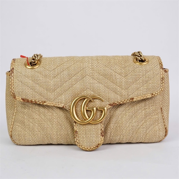Túi GG Marmont vàng cói (443497-520981) sz25 (BQ) KG+