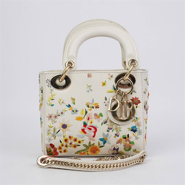 Túi Dior Lady trắng thêu hoa (01-RU-0253) szmini (BQ) KG+