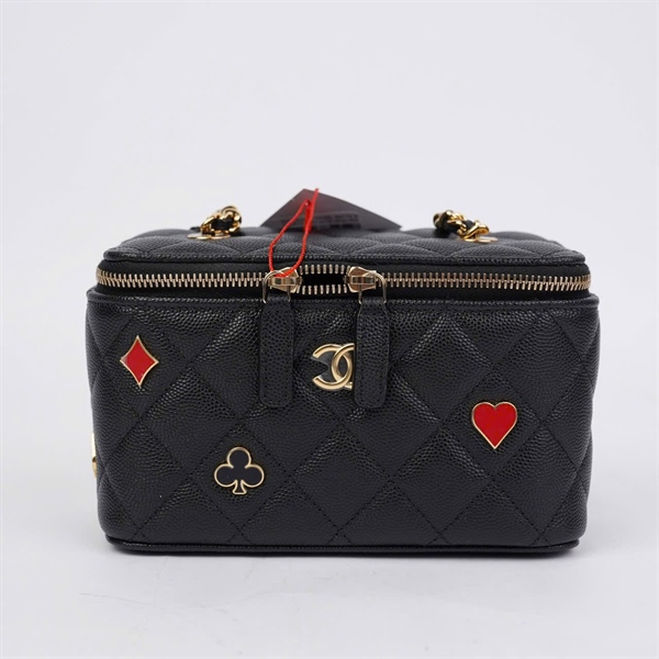 Túi Chanel Vanity đen lá bài (LA412185) sz16 (BQ) KG+