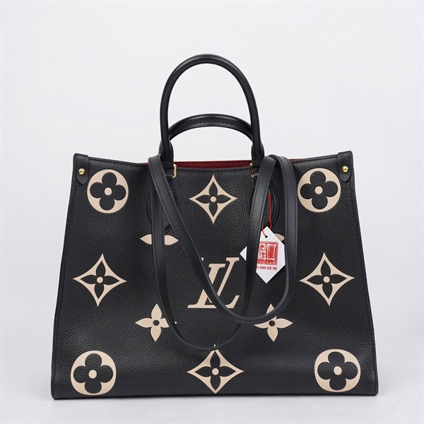 Túi LV Onthego đen hoa trắng sz34 (BQ) KG+