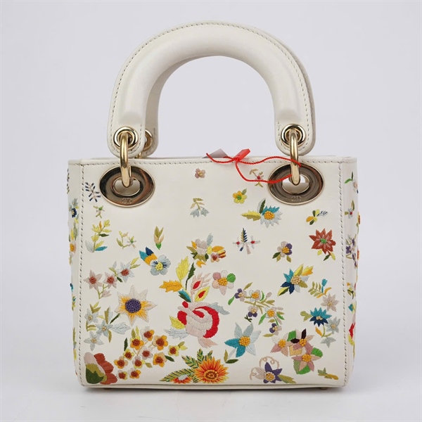 Túi Dior Lady trắng thêu hoa (01-RU-0253) szmini (BQ) KG+