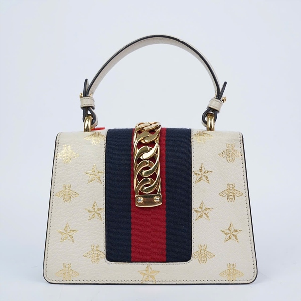 Túi GG Sylvie trắng 2strap (470270-493075) sz20 (BQ) KG+