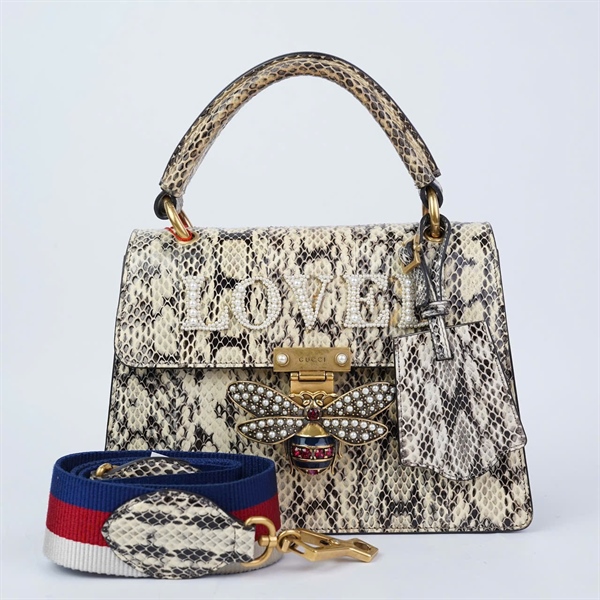 Túi GG da trăn khóa con ong (476541-585795) sz25 (BQ) KG+