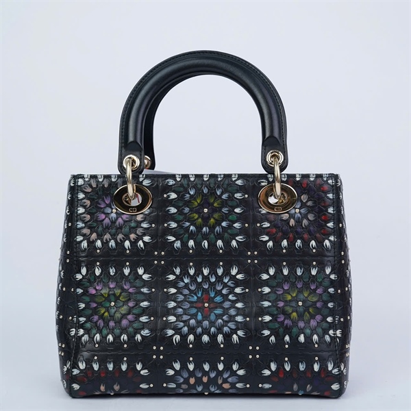 Túi Dior Lady đen họa tiết hoa (35-MA-0178) szM (BQ) KG+