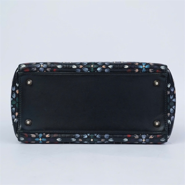 Túi Dior Lady đen họa tiết hoa (35-MA-0178) szM (BQ) KG+