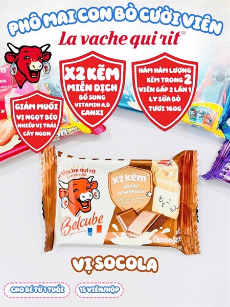 Phô mai vuông Con Bò Cười vị socola 15 viên