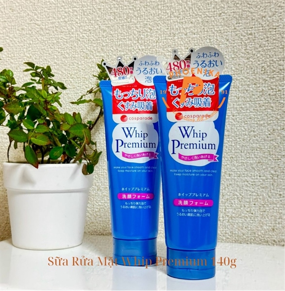 Sữa rửa mặt Whip Premium 140g màu xanh làm sạch sâu