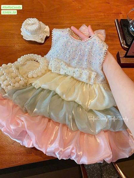 Đầm tơ S5464 3 màu pastel