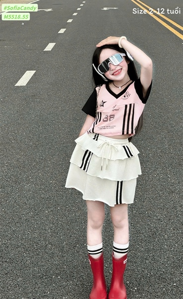 Set c váy BG M5518 áo hồng