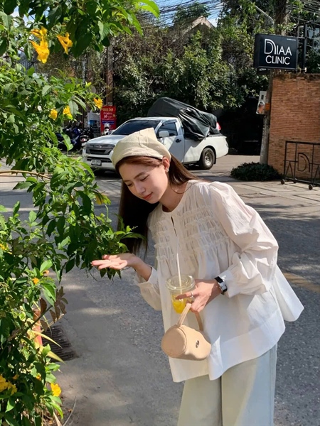 [T] Áo sơ mi babydoll đũi tơ nhún bèo