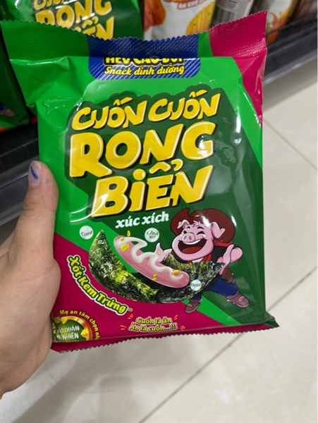 Xúc xích tiệt trùng Heo cao bồi Cuốn cuốn rong biển 20 gói x (3 cây x 13gr +1 gói xốt 5.5 gr + 1 gói rong biển 2gr +1 gói hạt giòn 2gr)